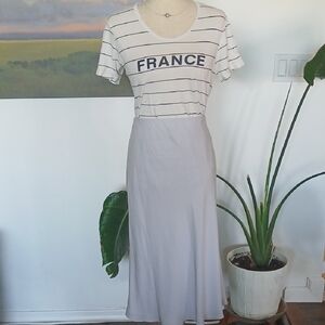 Theory Women's 100% Silk Pale Gray Midi Skirt